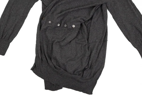 スナオクワハラsunao kuwahara コットンフロントボタン留め変形ニットカーディガン グレーM K-107511_008
