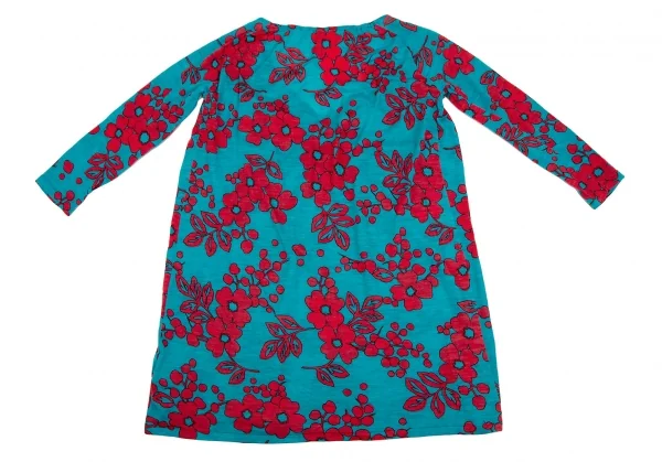 スナオクワハラsunao kuwahara ウール花柄リング装飾ワンピース ターコイズ赤M K-107512_010