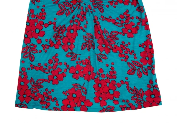 スナオクワハラsunao kuwahara ウール花柄リング装飾ワンピース ターコイズ赤M K-107512_008