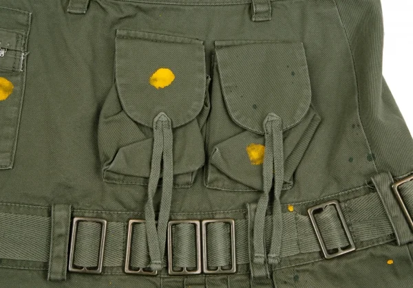 スナオクワハラsunao kuwahara コットン製品洗いペンキプリントミリタリースカート カーキM K-107514_014