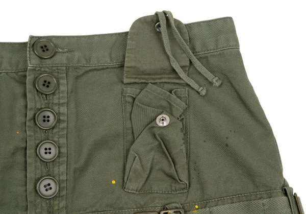 スナオクワハラsunao kuwahara コットン製品洗いペンキプリントミリタリースカート カーキM K-107514_007