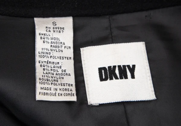 ダナキャランDKNY ウールアンゴラチェスターコート 黒S K-107519_019