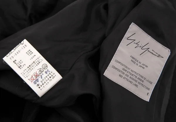 ヨウジヤマモト ファムYohji Yamamoto FEMME ウールカシミヤトライアングルカラーハーフコート 黒1 K-107525_014