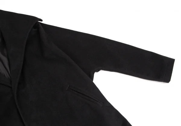 ヨウジヤマモト ファムYohji Yamamoto FEMME ウールカシミヤトライアングルカラーハーフコート 黒1 K-107525_004