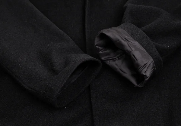 ヨウジヤマモト ファムYohji Yamamoto FEMME ウールカシミヤトライアングルカラーハーフコート 黒1 K-107525_005