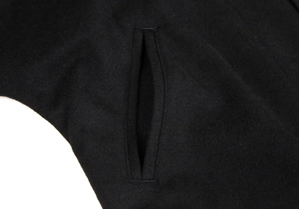 ヨウジヤマモト ファムYohji Yamamoto FEMME ウールカシミヤトライアングルカラーハーフコート 黒1 K-107525_007