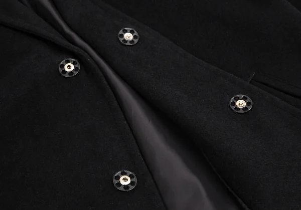 ヨウジヤマモト ファムYohji Yamamoto FEMME ウールカシミヤトライアングルカラーハーフコート 黒1 K-107525_008