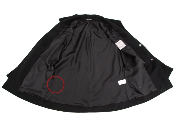 ヨウジヤマモト ファムYohji Yamamoto FEMME ウールカシミヤトライアングルカラーハーフコート 黒1 K-107525_009