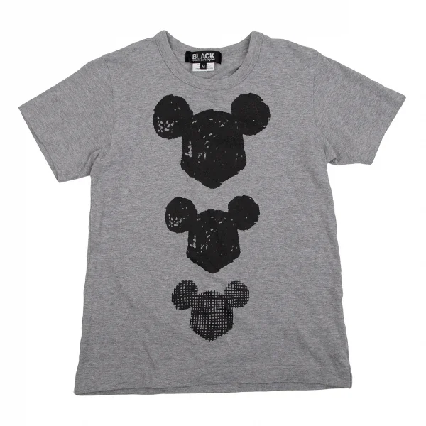 ブラックコムデギャルソンBLACK COMME des GARCONSミッキーシルエットプリントTシャツ グレーM K-107541_001