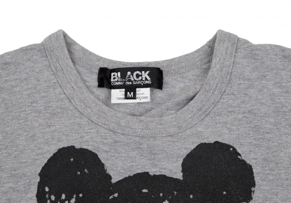 ブラックコムデギャルソンBLACK COMME des GARCONSミッキーシルエットプリントTシャツ グレーM K-107541_002
