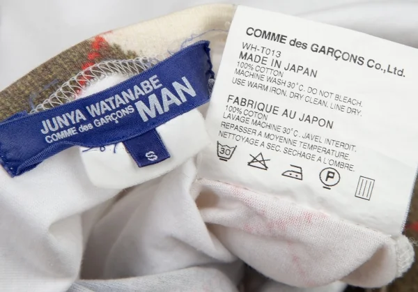ジュンヤワタナベマン コムデギャルソンJUNYA WATANABE MAN COMME des GARCONS アーガイルニットプリントTシャツ 白S K-107544_013