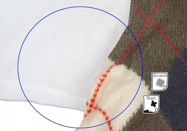 ジュンヤワタナベマン コムデギャルソンJUNYA WATANABE MAN COMME des GARCONS アーガイルニットプリントTシャツ 白S K-107544_003