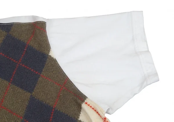 ジュンヤワタナベマン コムデギャルソンJUNYA WATANABE MAN COMME des GARCONS アーガイルニットプリントTシャツ 白S K-107544_006