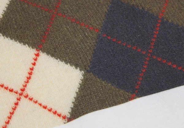 ジュンヤワタナベマン コムデギャルソンJUNYA WATANABE MAN COMME des GARCONS アーガイルニットプリントTシャツ 白S K-107544_008