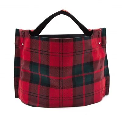 コムコム コムデギャルソンCOMME des GARCONS タータンチェックハンドバッグ 赤緑