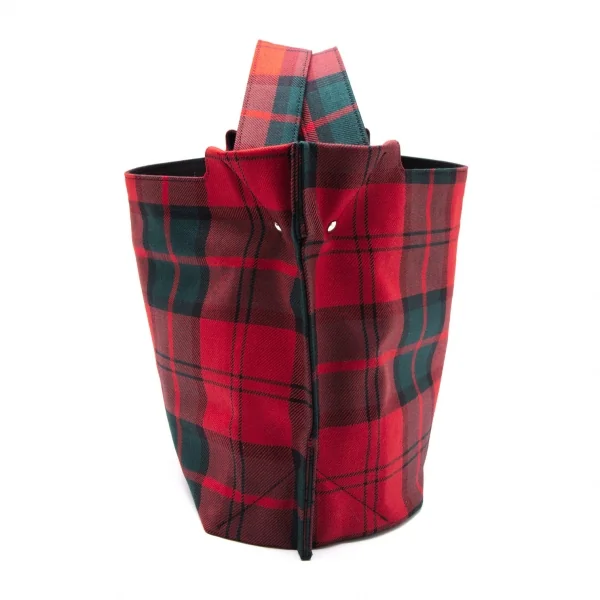 コムコム コムデギャルソンCOMME des GARCONS タータンチェックハンドバッグ 赤緑 K-107551_004