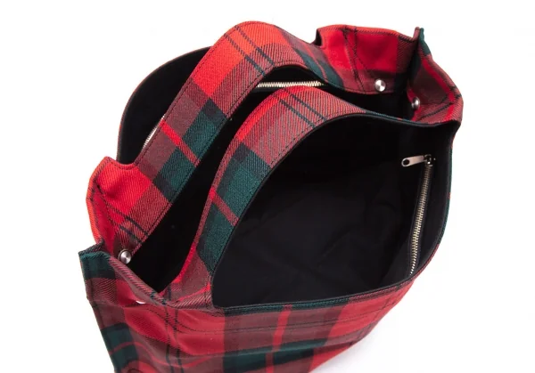 コムコム コムデギャルソンCOMME des GARCONS タータンチェックハンドバッグ 赤緑 K-107551_007