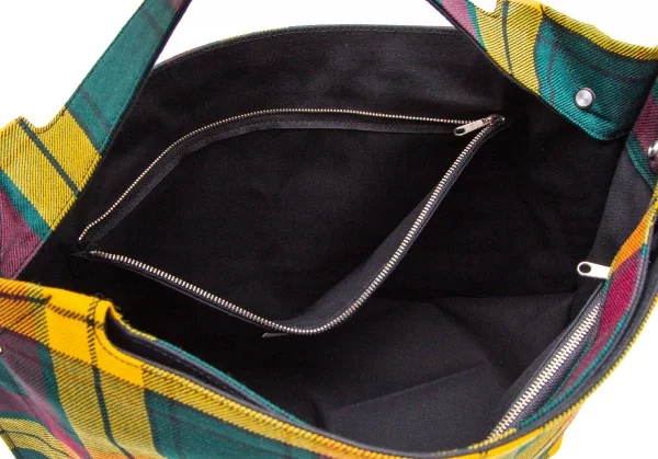 コムコム コムデギャルソンCOMME des GARCONS タータンチェックハンドバッグ 黄緑他 K-107552_011