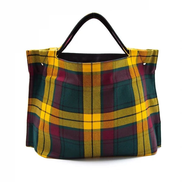 コムコム コムデギャルソンCOMME des GARCONS タータンチェックハンドバッグ 黄緑他 K-107552_003