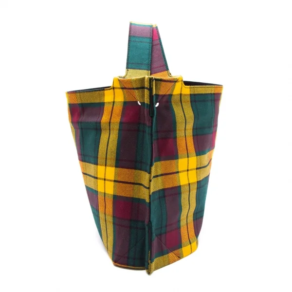 コムコム コムデギャルソンCOMME des GARCONS タータンチェックハンドバッグ 黄緑他 K-107552_004