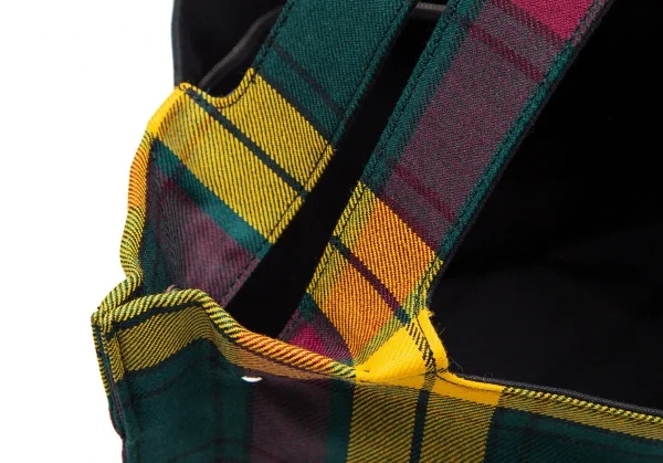 コムコム コムデギャルソンCOMME des GARCONS タータンチェックハンドバッグ 黄緑他 K-107552_008