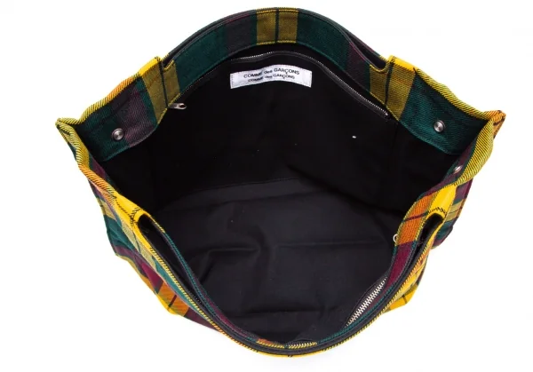 コムコム コムデギャルソンCOMME des GARCONS タータンチェックハンドバッグ 黄緑他 K-107552_009