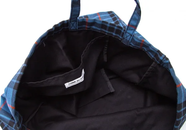 新品!コムデギャルソンCOMME des GARCONS HaPPy RIBBON ねじれデザインチェックトートバッグ 青黒赤 K-107553_011