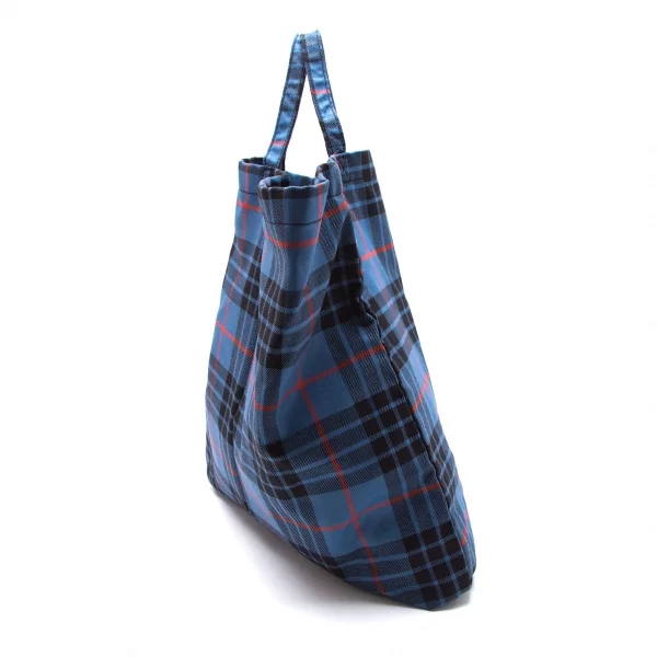 新品!コムデギャルソンCOMME des GARCONS HaPPy RIBBON ねじれデザインチェックトートバッグ 青黒赤 K-107553_005