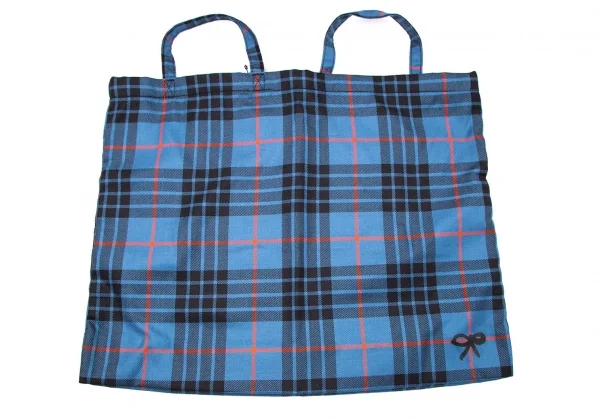 新品!コムデギャルソンCOMME des GARCONS HaPPy RIBBON ねじれデザインチェックトートバッグ 青黒赤 K-107553_008
