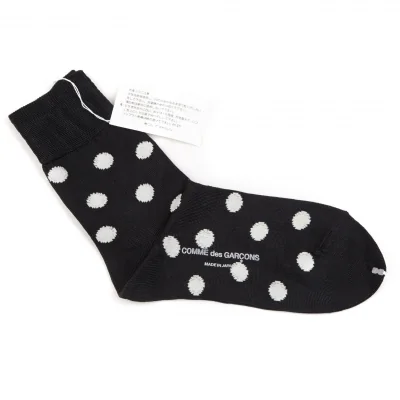 新品!コムデギャルソンCOMME des GARCONS ドット織クルーソックス 黒