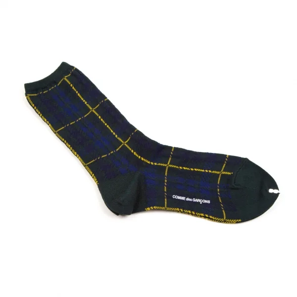 新品!コムデギャルソンCOMME des GARCONS チェック織ハイカットソックス 緑黄青 K-107560_001