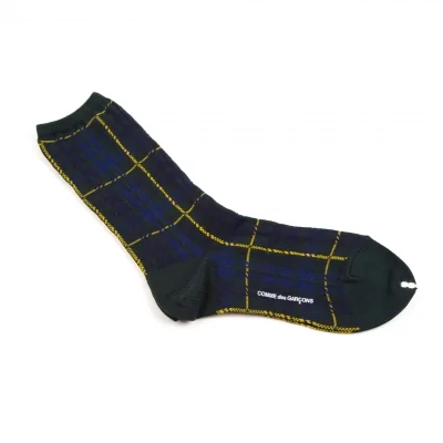 新品!コムデギャルソンCOMME des GARCONS チェック織ハイカットソックス 緑黄青