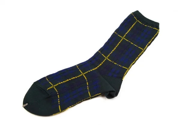 新品!コムデギャルソンCOMME des GARCONS チェック織ハイカットソックス 緑黄青 K-107560_004