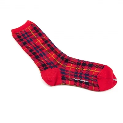 新品!コムデギャルソンCOMME des GARCONS チェック織ハイカットソックス 赤青緑