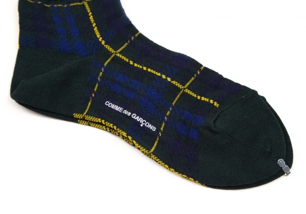 新品!コムデギャルソンCOMME des GARCONS チェック織ショートソックス 緑黄青 K-107563_003