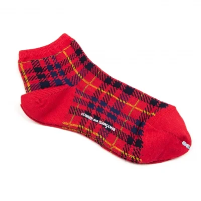 新品!コムデギャルソンCOMME des GARCONS チェック織ショートソックス 赤青緑