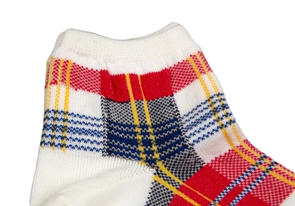 コムデギャルソンCOMME des GARCONS チェック織ショートソックス 白緑他 K-107567_002