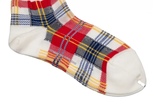 コムデギャルソンCOMME des GARCONS チェック織ショートソックス 白緑他 K-107567_003