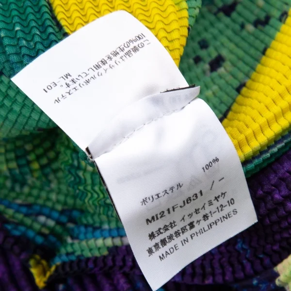 イッセイミヤケ ミーISSEY MIYAKE me トロピカルフルーツプリントストレッチプリーツハイネックカットソー 紺黄他F K-107573_015