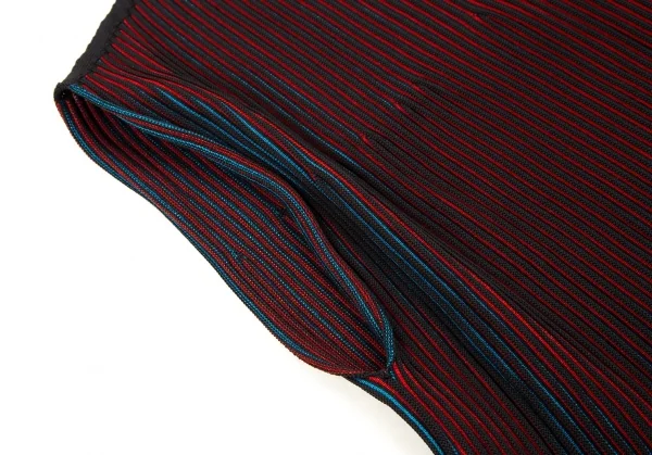 イッセイミヤケ ミーISSEY MIYAKE me ストライプリブフレアノースリーブ 黒赤青F K-107576_005