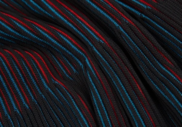 イッセイミヤケ ミーISSEY MIYAKE me ストライプリブフレアノースリーブ 黒赤青F K-107576_009