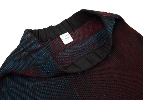 イッセイミヤケ ミーISSEY MIYAKE me ストライプリブフレアスカート 黒赤青F K-107577_004