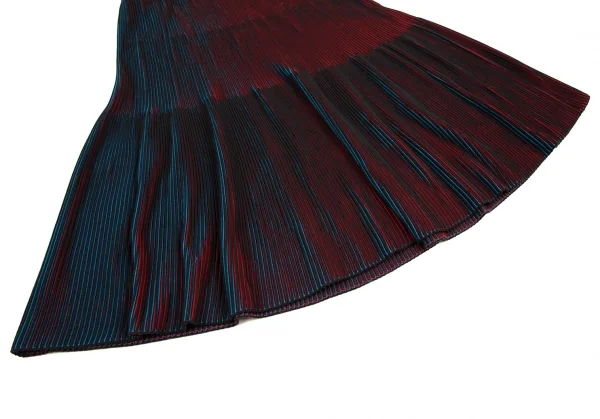 イッセイミヤケ ミーISSEY MIYAKE me ストライプリブフレアスカート 黒赤青F K-107577_005