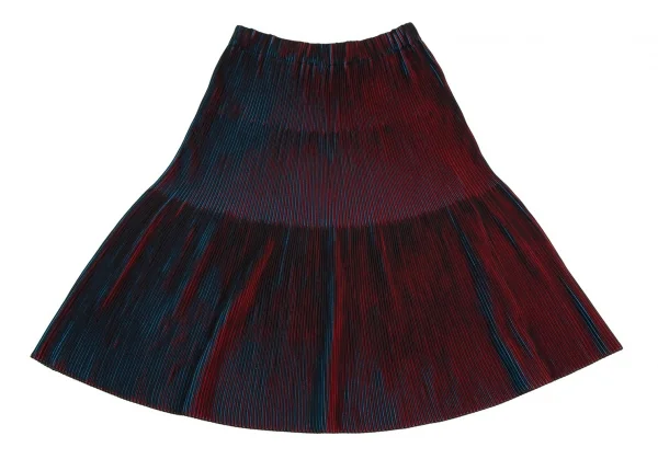 イッセイミヤケ ミーISSEY MIYAKE me ストライプリブフレアセットアップ 黒赤青F K-107578_017