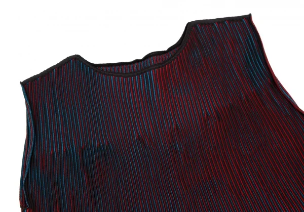 イッセイミヤケ ミーISSEY MIYAKE me ストライプリブフレアセットアップ 黒赤青F K-107578_004