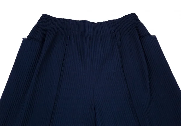 イッセイミヤケ ミーISSEY MIYAKE me ファインニットプリーツワイドクロップドパンツ 紺F K-107581_002