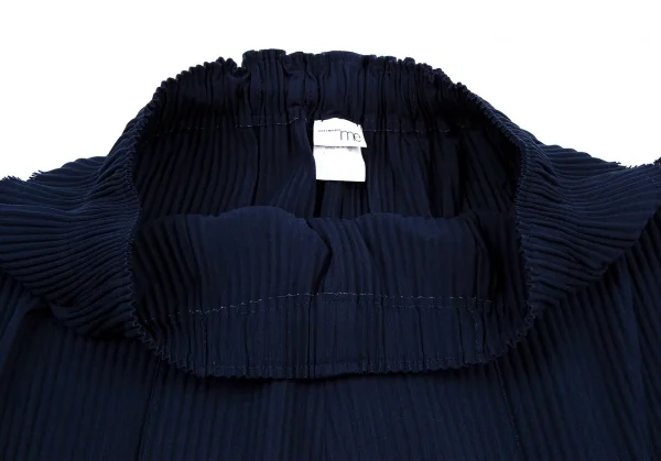 イッセイミヤケ ミーISSEY MIYAKE me ファインニットプリーツワイドクロップドパンツ 紺F K-107581_003