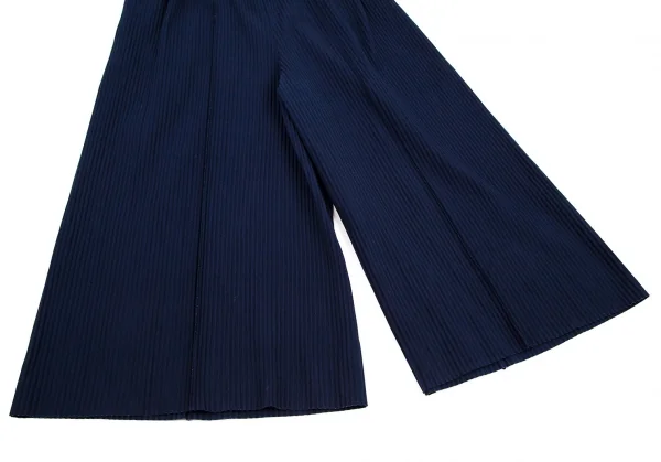 イッセイミヤケ ミーISSEY MIYAKE me ファインニットプリーツワイドクロップドパンツ 紺F K-107581_005