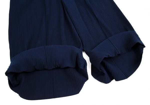 イッセイミヤケ ミーISSEY MIYAKE me ファインニットプリーツワイドクロップドパンツ 紺F K-107581_007