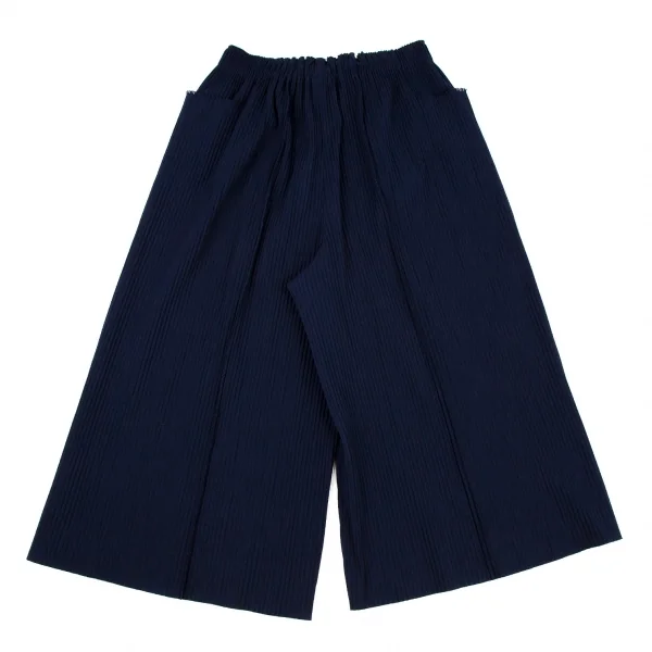 イッセイミヤケ ミーISSEY MIYAKE me ファインニットプリーツワイドクロップドパンツ 紺F K-107581_008